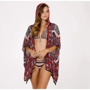 Anthropologie Raga Boho Maya Hooded Cover Up or Light Jacket - size Small